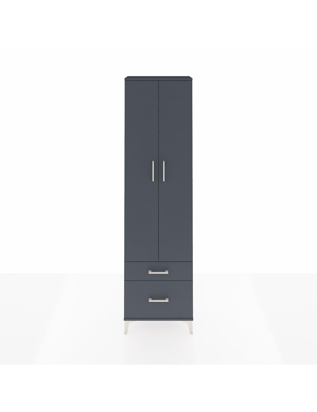 Arges Dolap 3 Raflı 2 Çekmeceli Tek Askılı 60x30x221 Antrasit-Antrasit