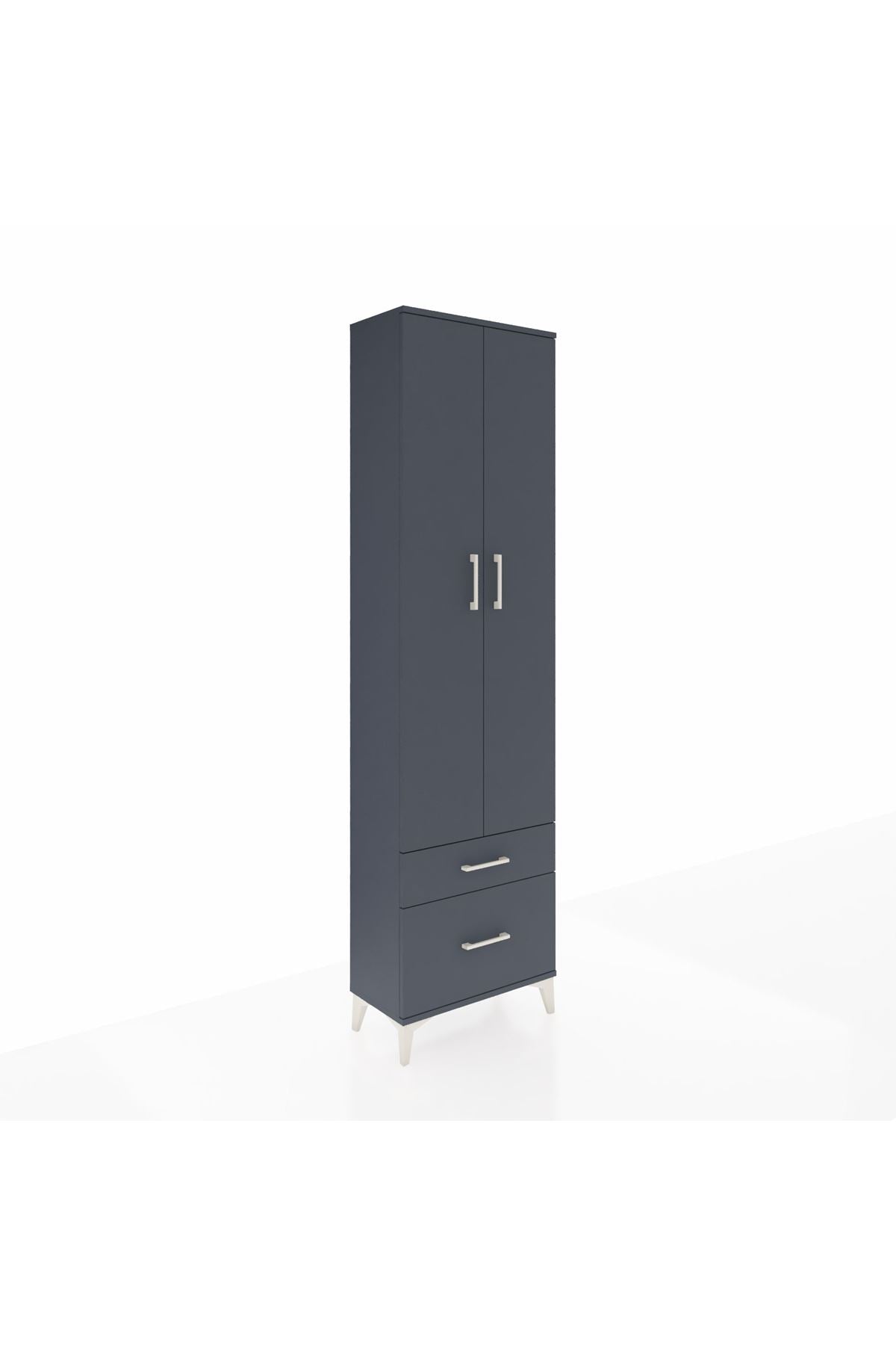 Arges Dolap 3 Raflı 2 Çekmeceli Tek Askılı 60x30x221 Antrasit-Antrasit