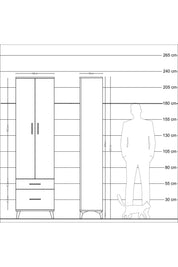 Arges Dolap 3 Raflı 2 Çekmeceli Tek Askılı 60x30x221 Antrasit-Antrasit
