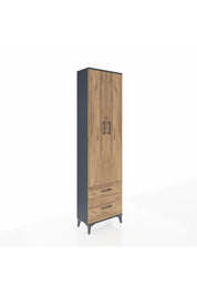 Arges Dolap 3 Raflı 2 Çekmeceli Tek Askılı 60x30x221 Antrasit-Çam