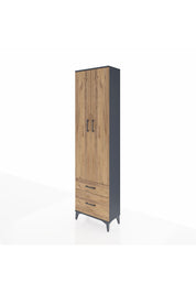 Arges Dolap 3 Raflı 2 Çekmeceli Tek Askılı 60x30x221 Antrasit-Çam