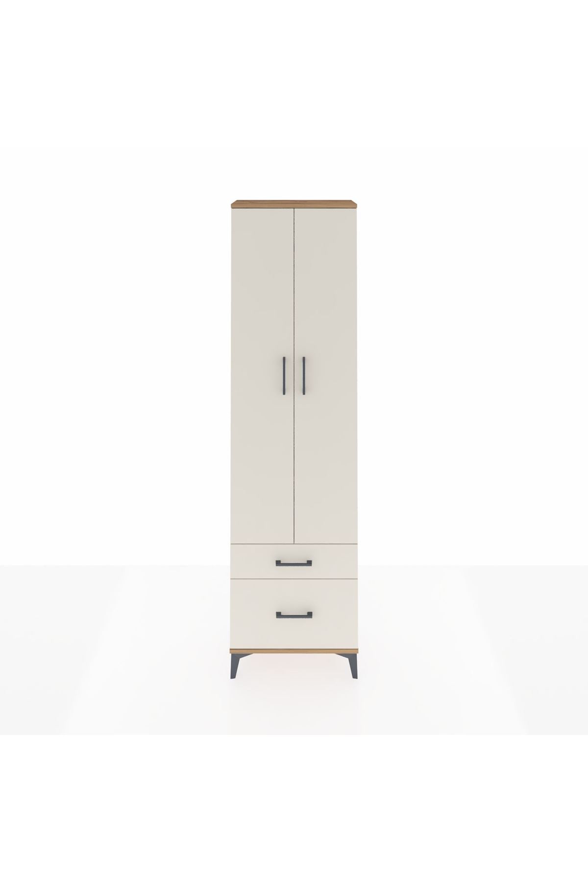 Arges Dolap 3 Raflı 2 Çekmeceli Tek Askılı 60x30x221 Çam-Aytaşı