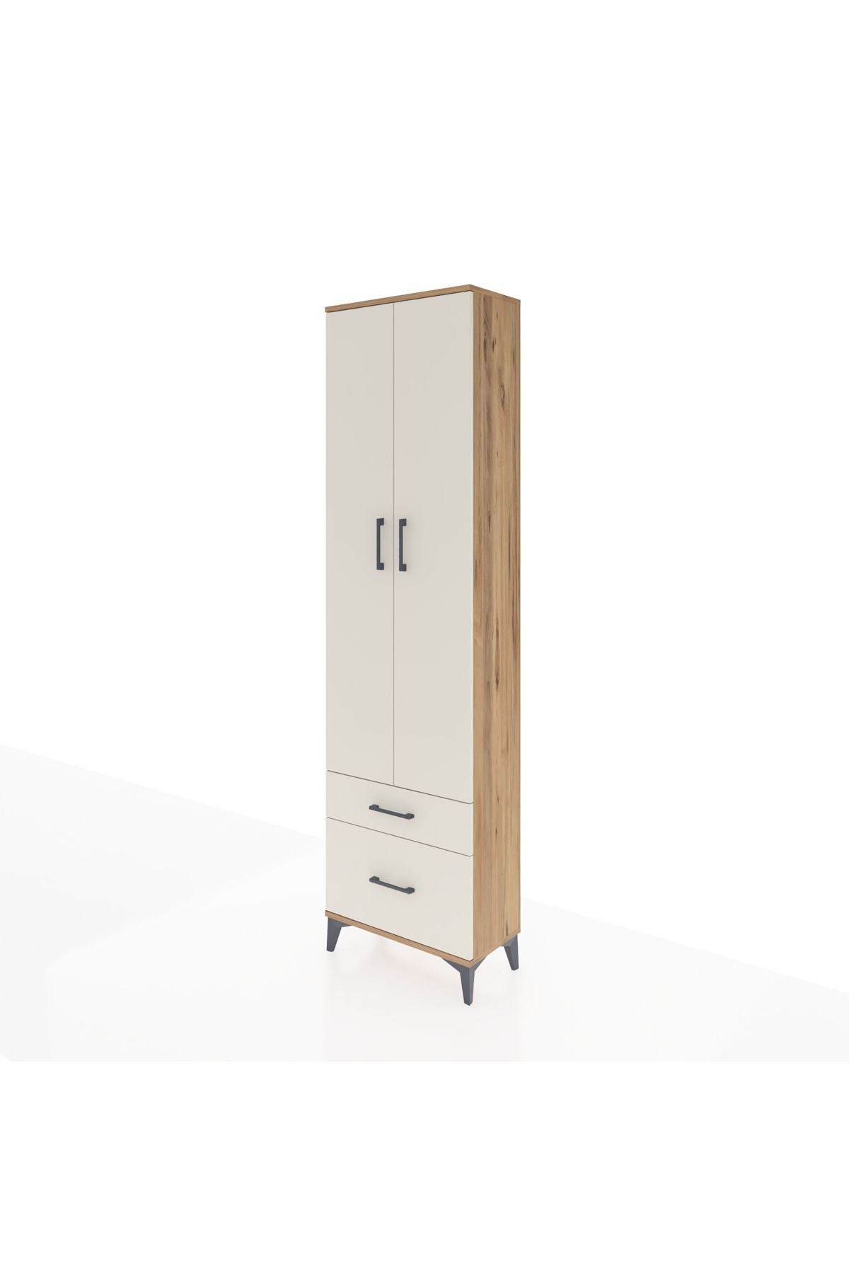 Arges Dolap 3 Raflı 2 Çekmeceli Tek Askılı 60x30x221 Çam-Aytaşı