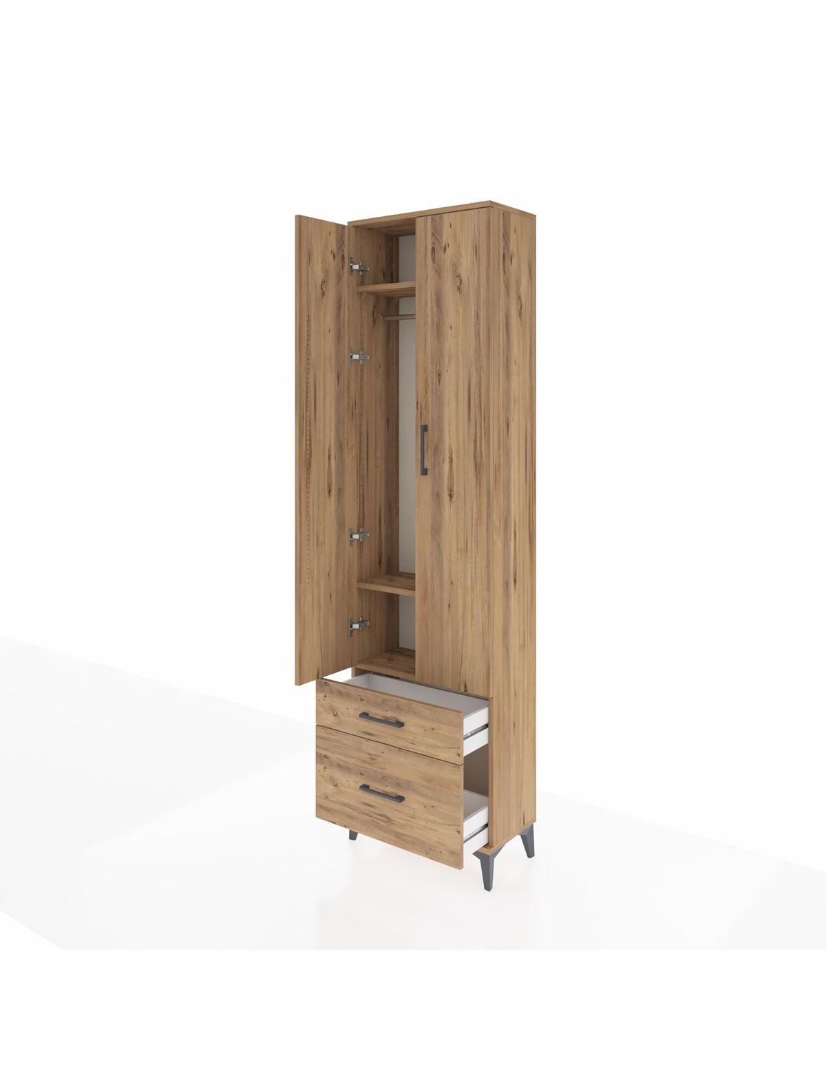 Arges Dolap 3 Raflı 2 Çekmeceli Tek Askılı 60x30x221 - S29M091V9A