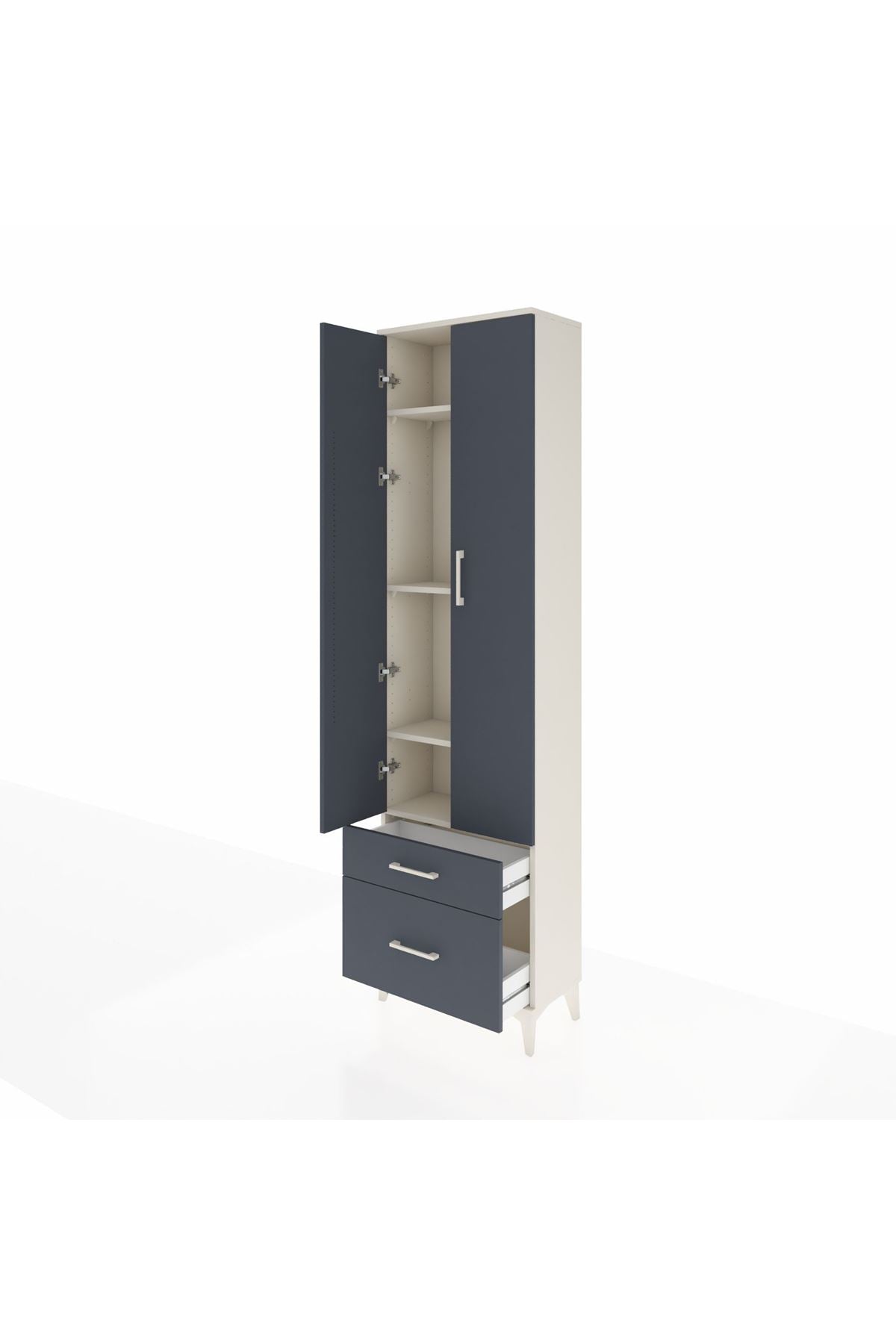 Arges Dolap 4 Raflı 2 Çekmeceli 2 Kapaklı 60x30x221 Aytaşı-Antrasit