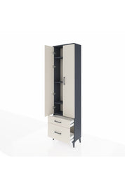 Arges Dolap 4 Raflı 2 Çekmeceli 2 Kapaklı 60x30x221 Antrasit-Aytaşı