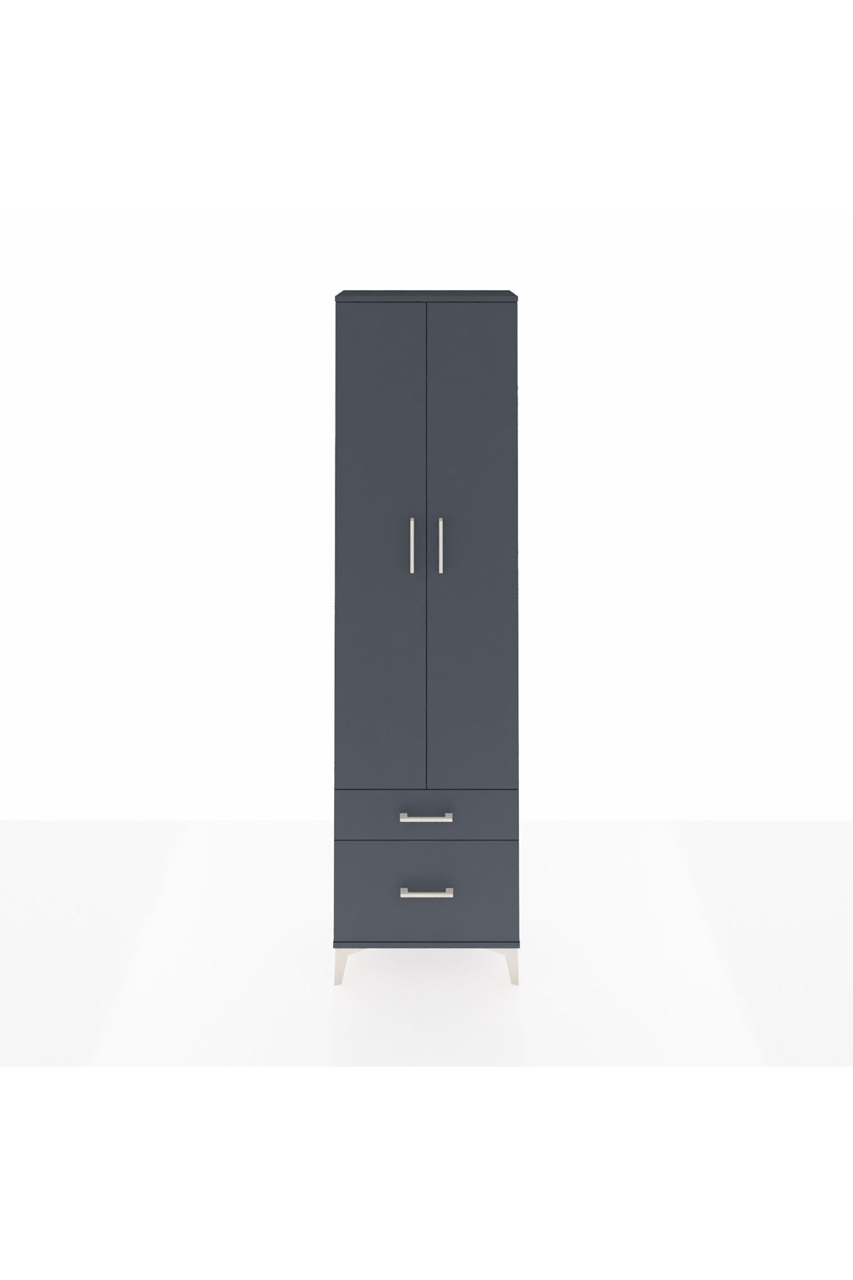 Arges Dolap 4 Raflı 2 Çekmeceli 2 Kapaklı 60x30x221 Antrasit-Antrasit