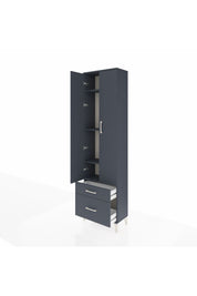 Arges Dolap 4 Raflı 2 Çekmeceli 2 Kapaklı 60x30x221 Antrasit-Antrasit