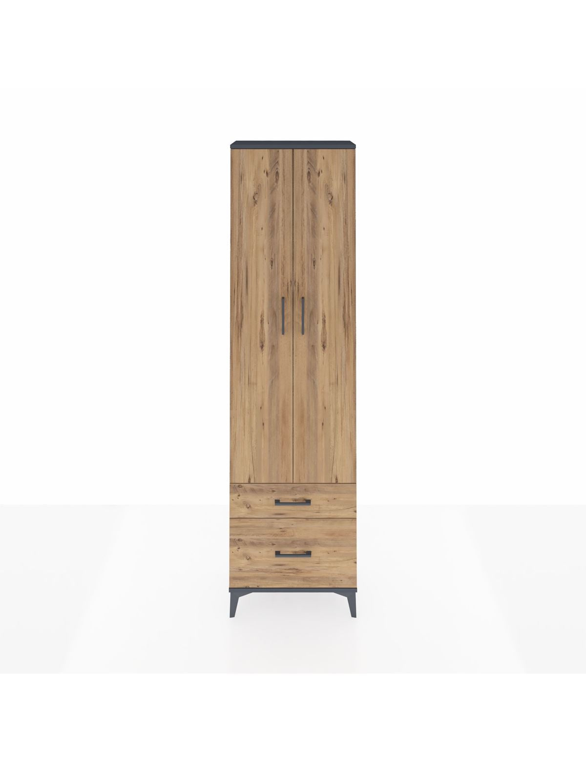 Arges Dolap 4 Raflı 2 Çekmeceli 2 Kapaklı 60x30x221 Antrasit-Çam