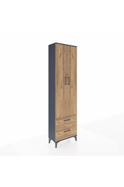 Arges Dolap 4 Raflı 2 Çekmeceli 2 Kapaklı 60x30x221 Antrasit-Çam