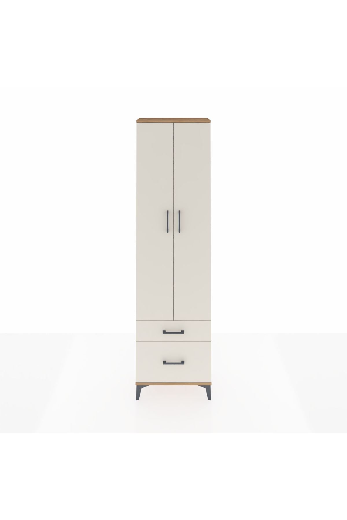 Arges Dolap 4 Raflı 2 Çekmeceli 2 Kapaklı 60x30x221 Çam-Aytaşı