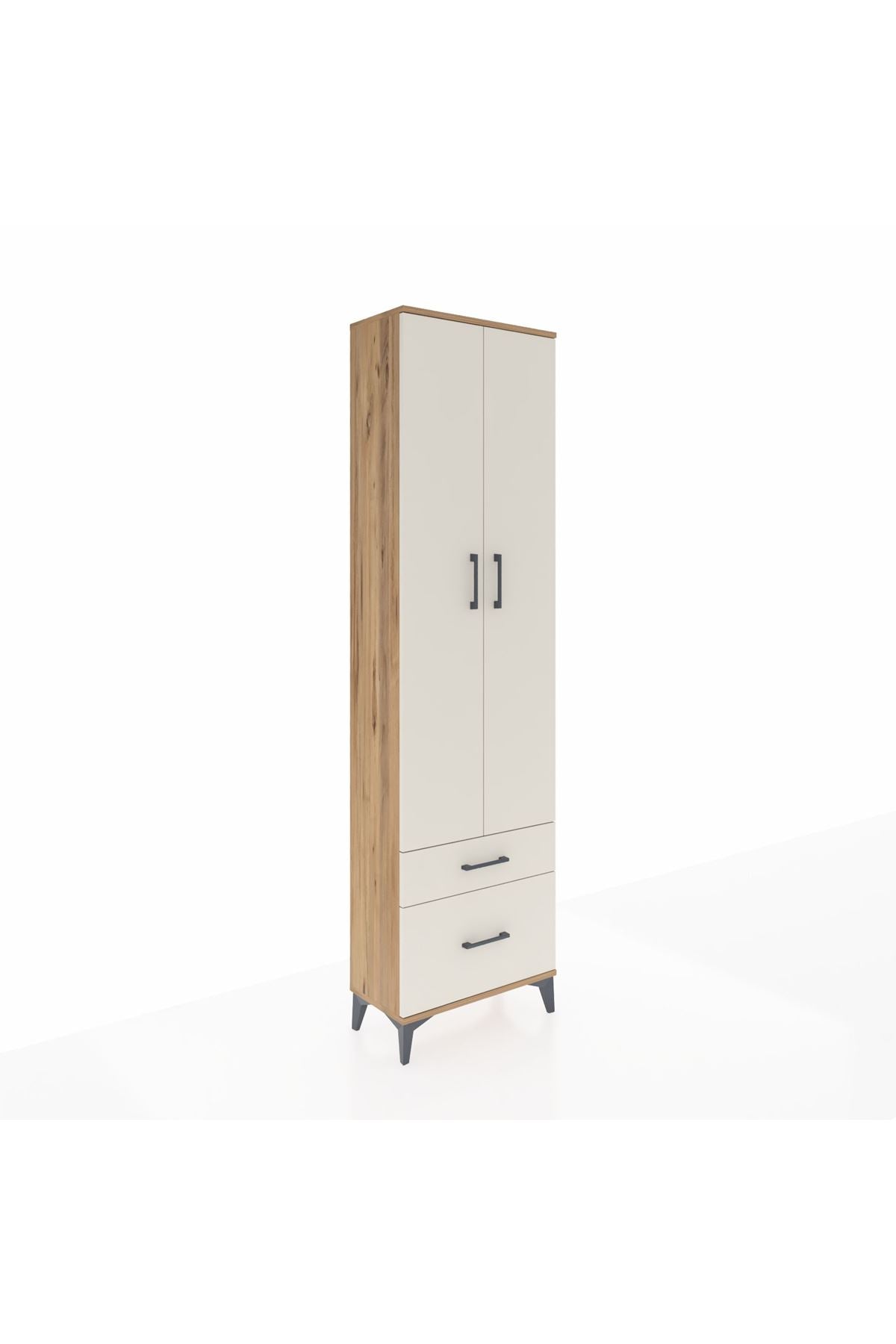 Arges Dolap 4 Raflı 2 Çekmeceli 2 Kapaklı 60x30x221 Çam-Aytaşı