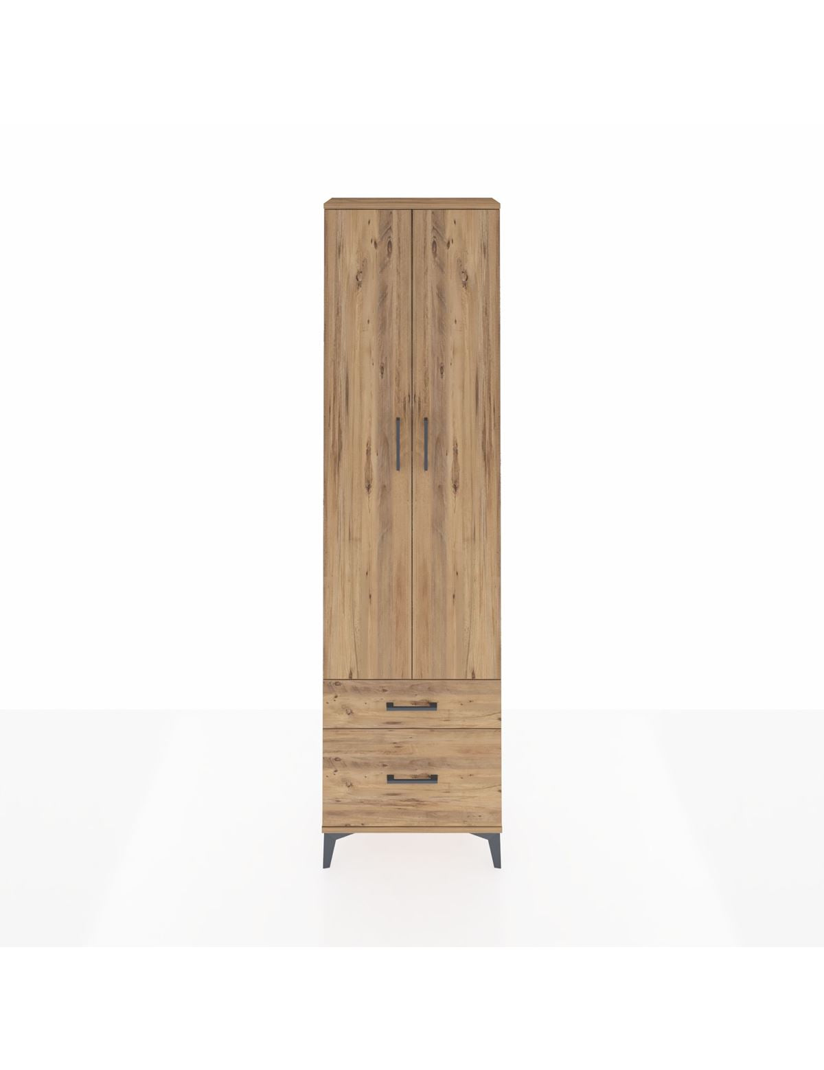 Arges Dolap 4 Raflı 2 Çekmeceli 2 Kapaklı 60x30x221 Çam-Çam