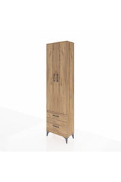 Arges Dolap 4 Raflı 2 Çekmeceli 2 Kapaklı 60x30x221 Çam-Çam