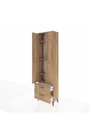 Arges Dolap 4 Raflı 2 Çekmeceli 2 Kapaklı 60x30x221 Çam-Çam