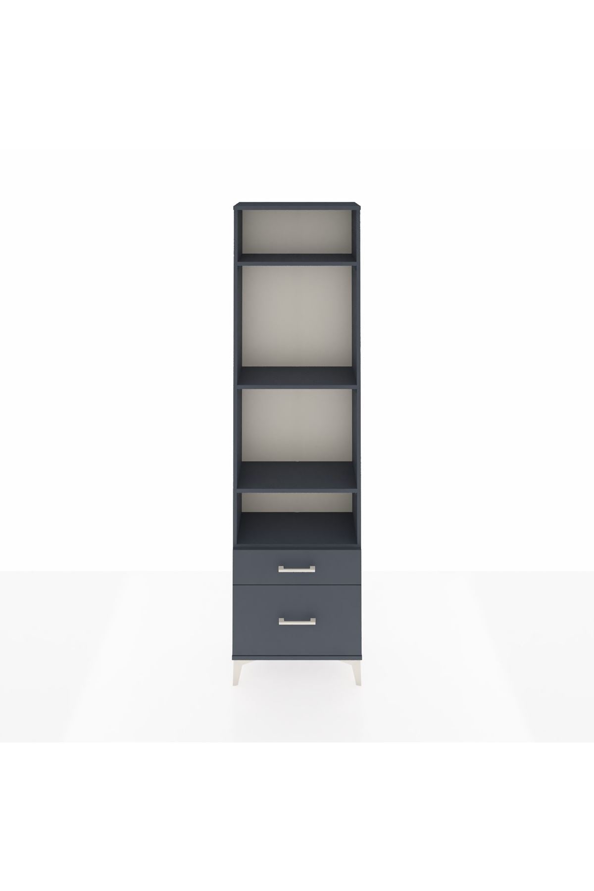 Arges Dolap 4 Raflı 2 Çekmeceli 60x30x221 Antrasit-Antrasit