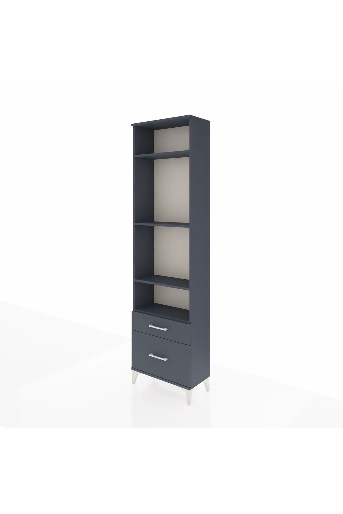 Arges Dolap 4 Raflı 2 Çekmeceli 60x30x221 Antrasit-Antrasit