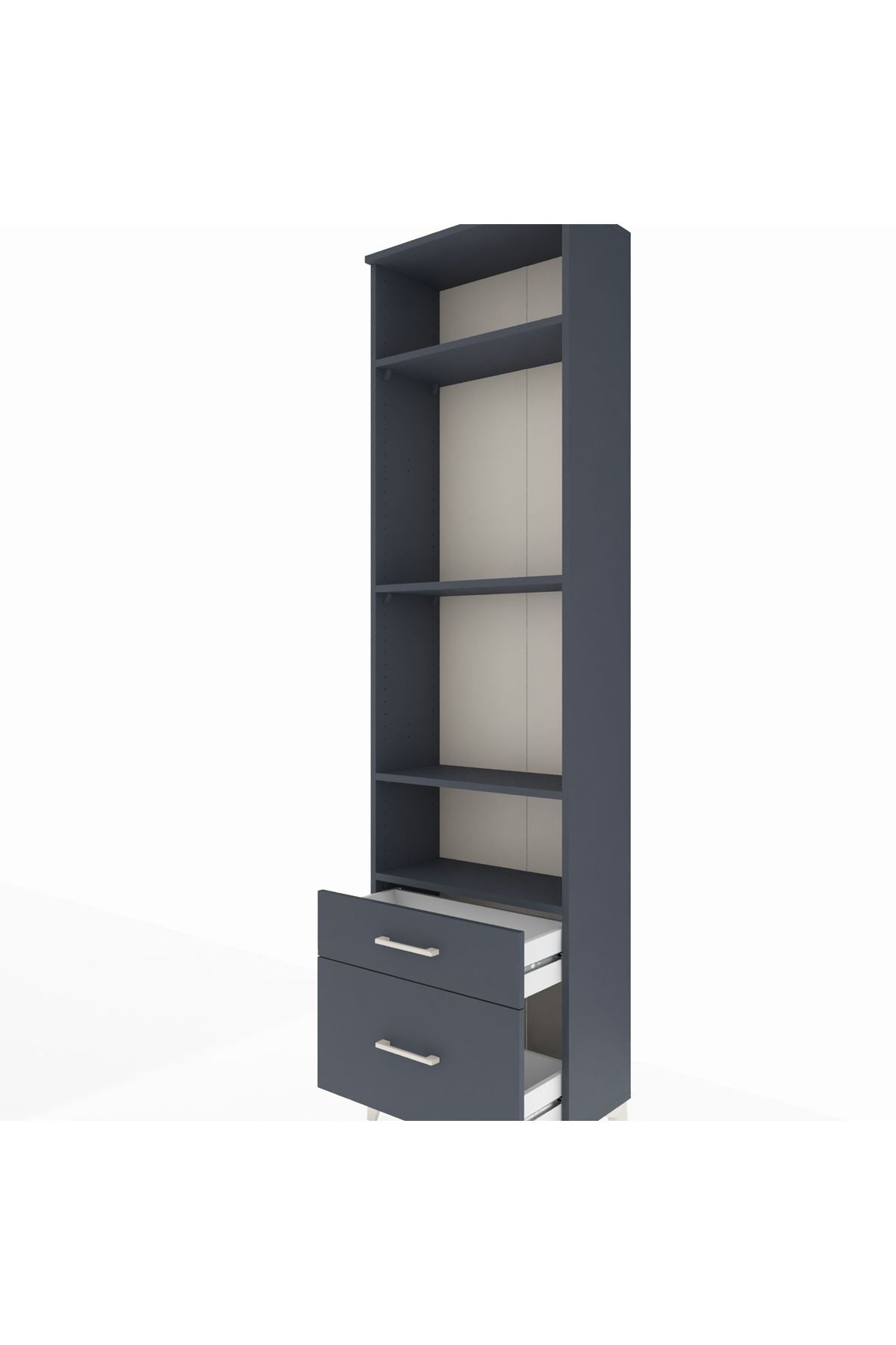 Arges Dolap 4 Raflı 2 Çekmeceli 60x30x221 Antrasit-Antrasit