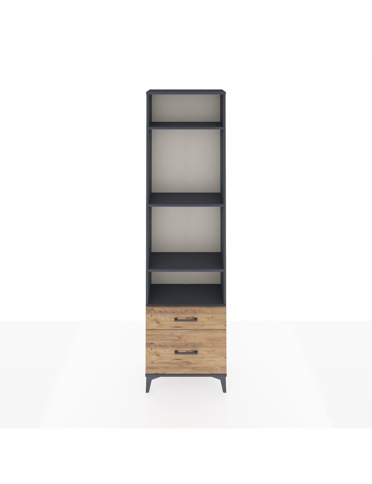 Arges Dolap 4 Raflı 2 Çekmeceli 60x30x221 Antrasit-Çam