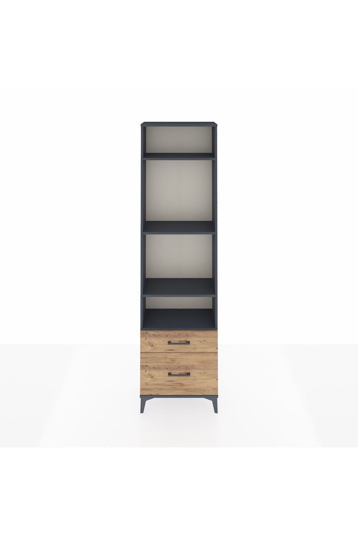 Arges Dolap 4 Raflı 2 Çekmeceli 60x30x221 Antrasit-Çam