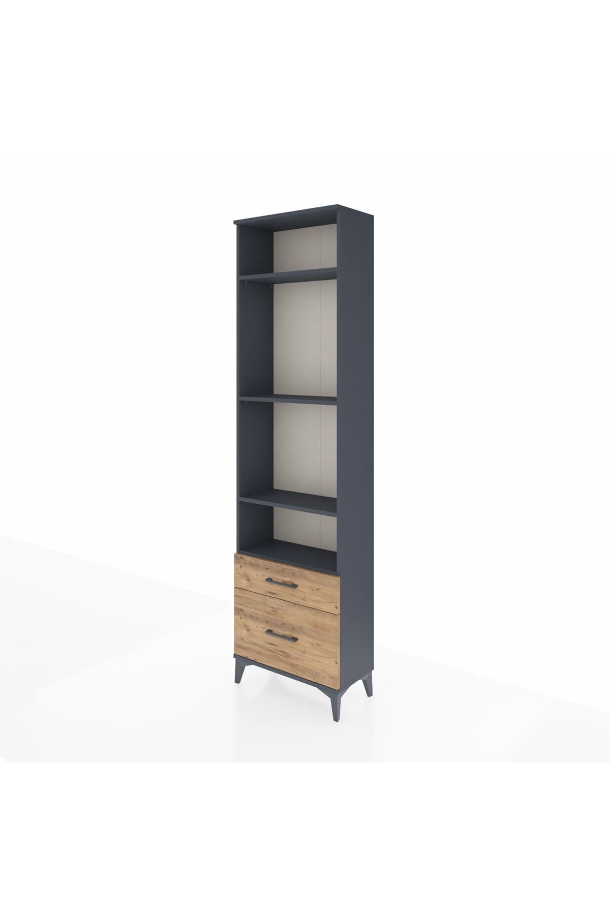 Arges Dolap 4 Raflı 2 Çekmeceli 60x30x221 Antrasit-Çam