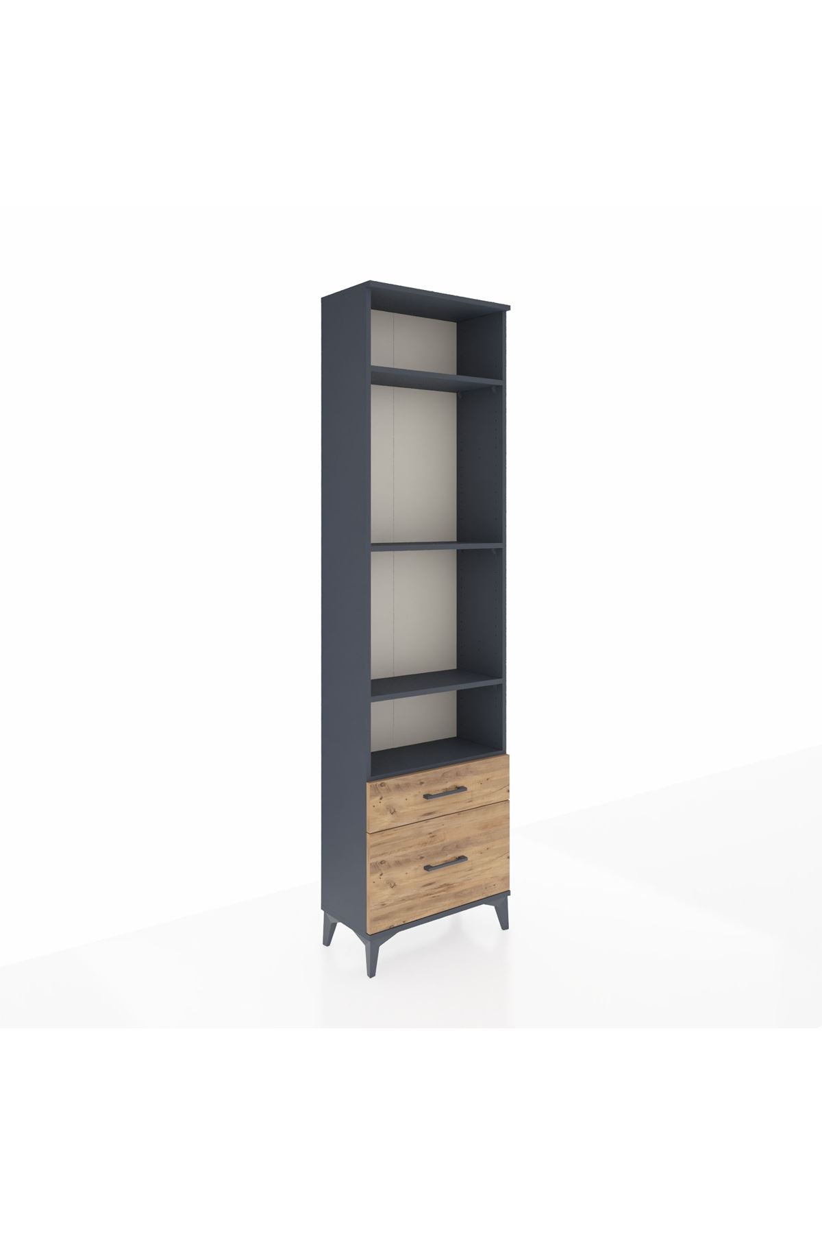 Arges Dolap 4 Raflı 2 Çekmeceli 60x30x221 Antrasit-Çam