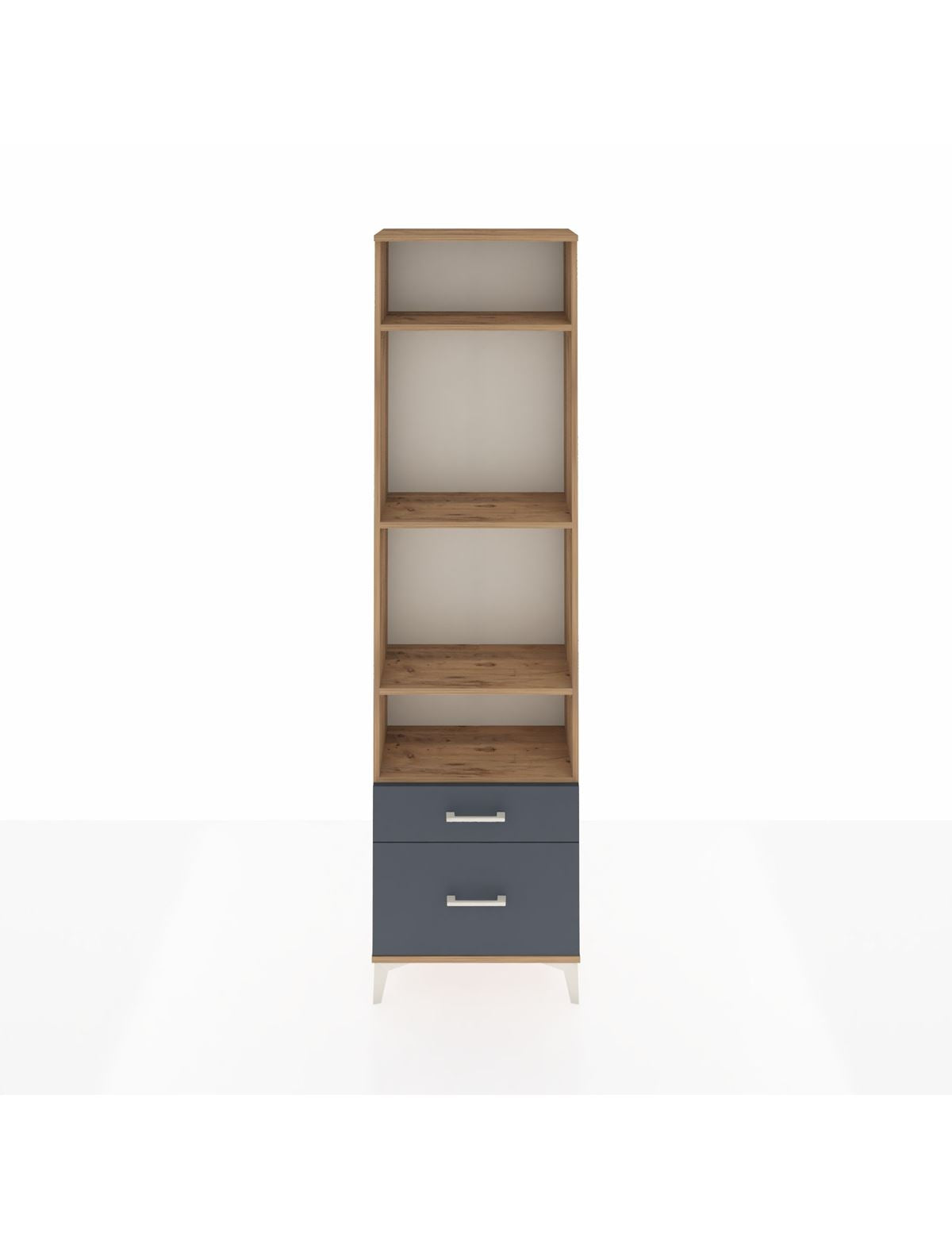 Arges Dolap 4 Raflı 2 Çekmeceli 60x30x221 Çam-Antrasit