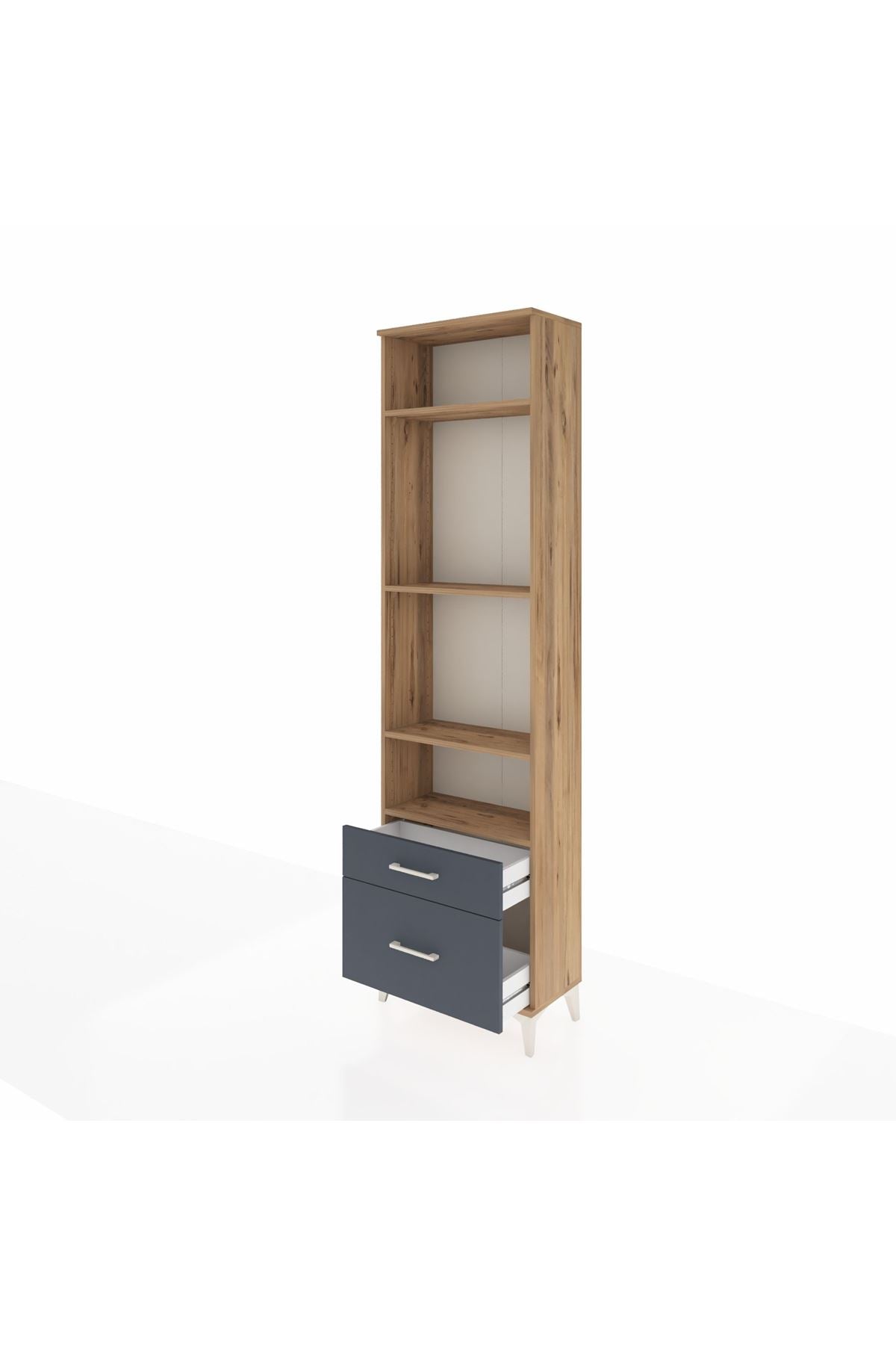 Arges Dolap 4 Raflı 2 Çekmeceli 60x30x221 Çam-Antrasit