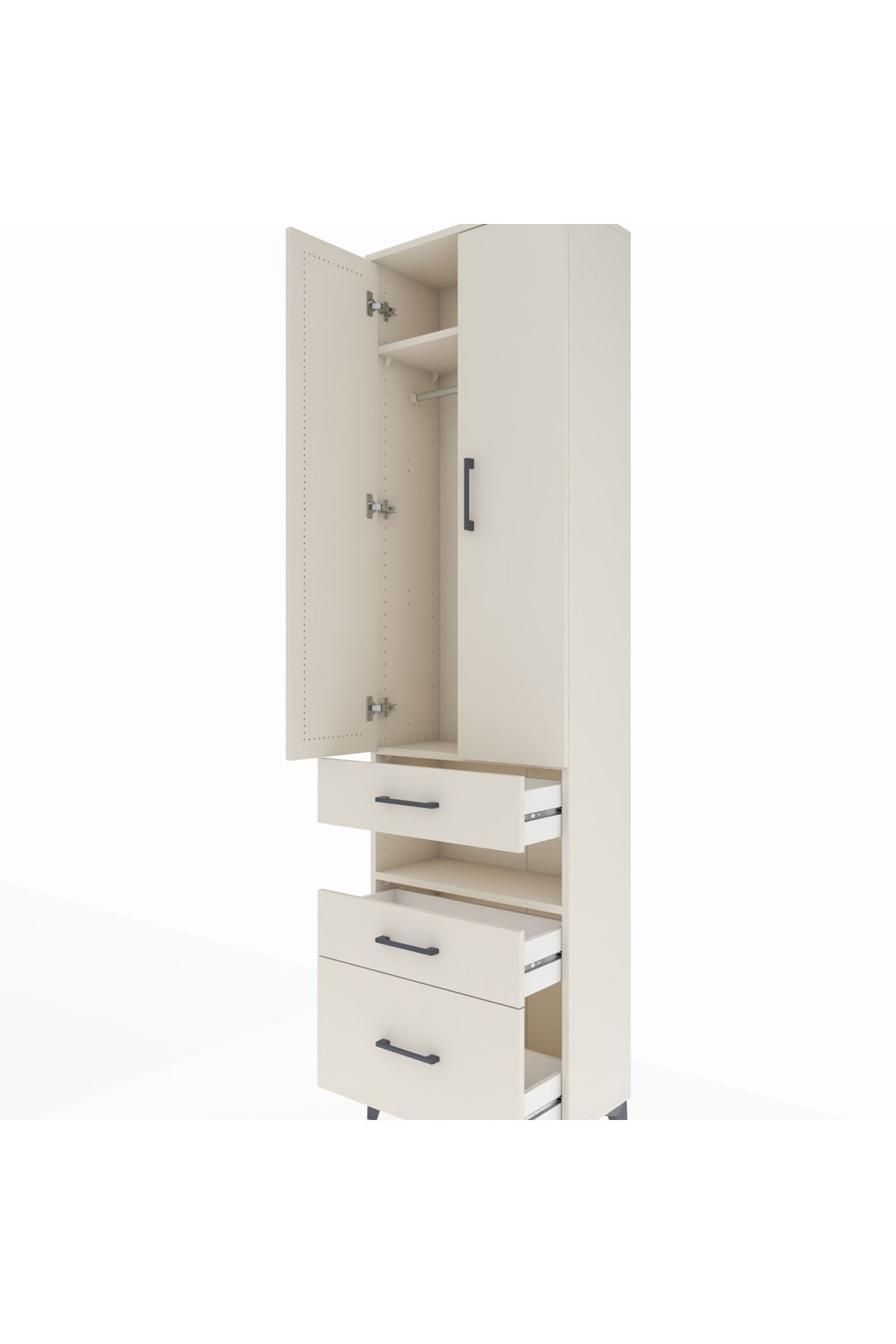 Arges Dolap 3 Raflı 3 Çekmeceli Tek Askılı 60x30x221 Aytaşı-Aytaşı