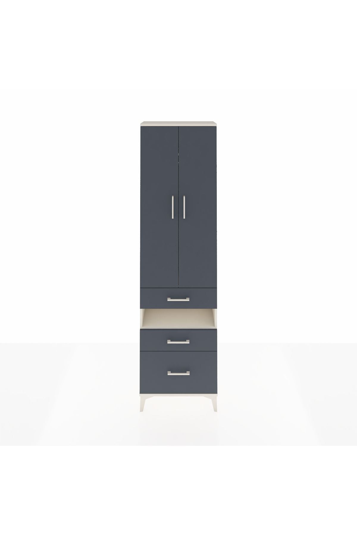 Arges Dolap 3 Raflı 3 Çekmeceli Tek Askılı 60x30x221 Aytaşı-Antrasit