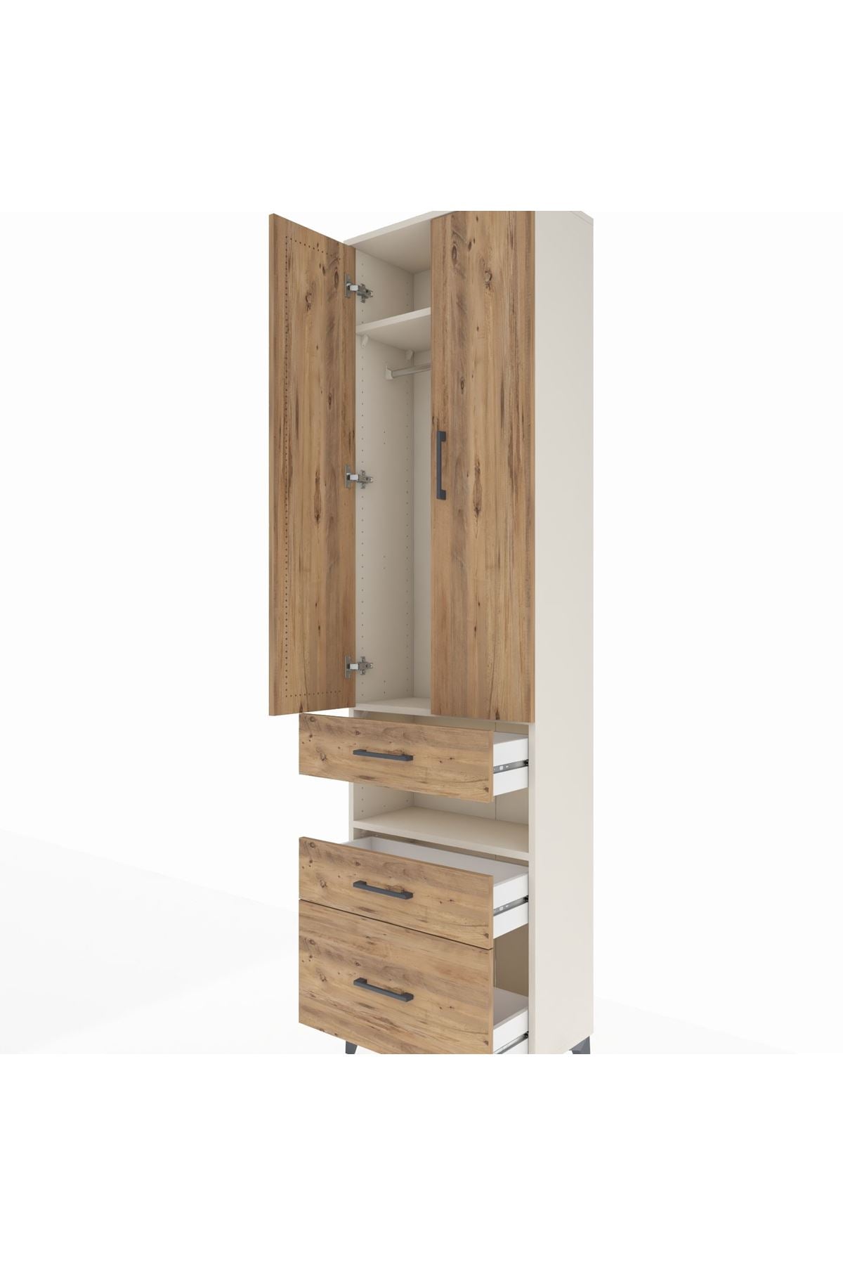 Arges Dolap 3 Raflı 3 Çekmeceli Tek Askılı 60x30x221 Aytaşı-Çam