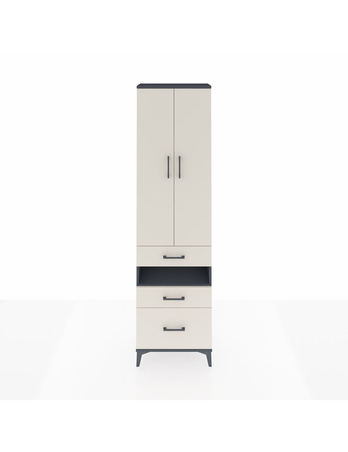 Arges Dolap 3 Raflı 3 Çekmeceli Tek Askılı 60x30x221 Antrasit-Aytaşı