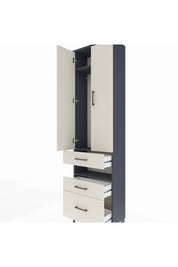 Arges Dolap 3 Raflı 3 Çekmeceli Tek Askılı 60x30x221 Antrasit-Aytaşı