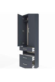 Arges Dolap 3 Raflı 3 Çekmeceli Tek Askılı 60x30x221 Antrasit-Antrasit