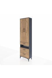 Arges Dolap 3 Raflı 3 Çekmeceli Tek Askılı 60x30x221 Antrasit-Çam