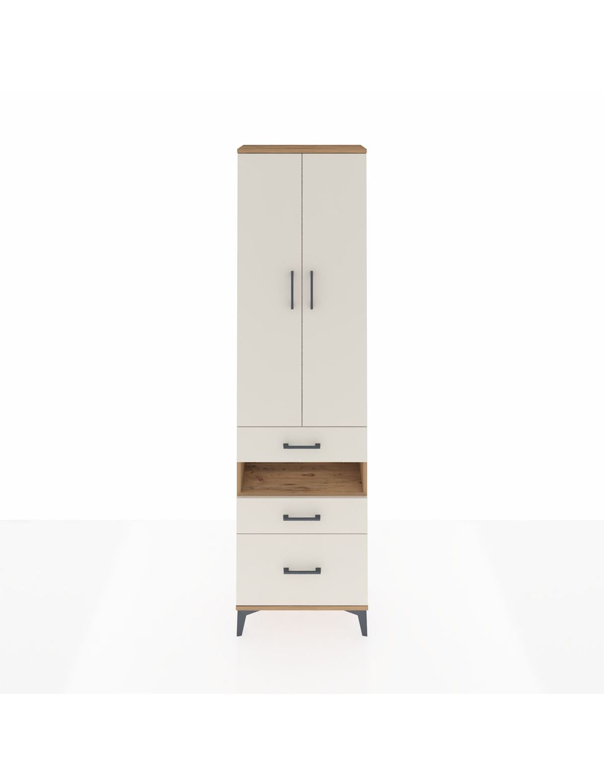 Arges Dolap 3 Raflı 3 Çekmeceli Tek Askılı 60x30x221 Çam-Aytaşı