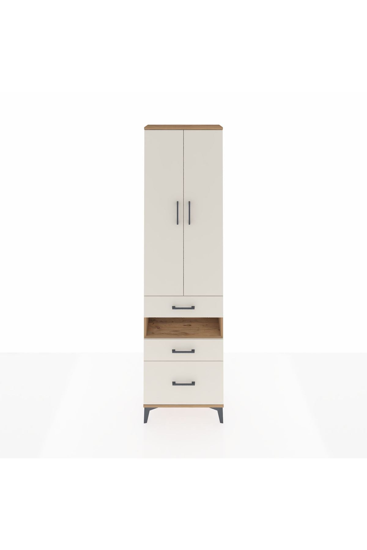 Arges Dolap 3 Raflı 3 Çekmeceli Tek Askılı 60x30x221 Çam-Aytaşı