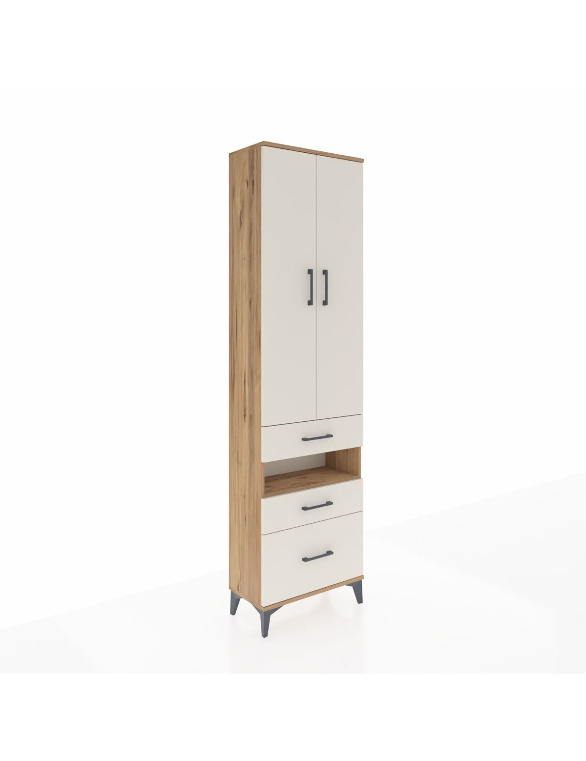 Arges Dolap 3 Raflı 3 Çekmeceli Tek Askılı 60x30x221 Çam-Aytaşı