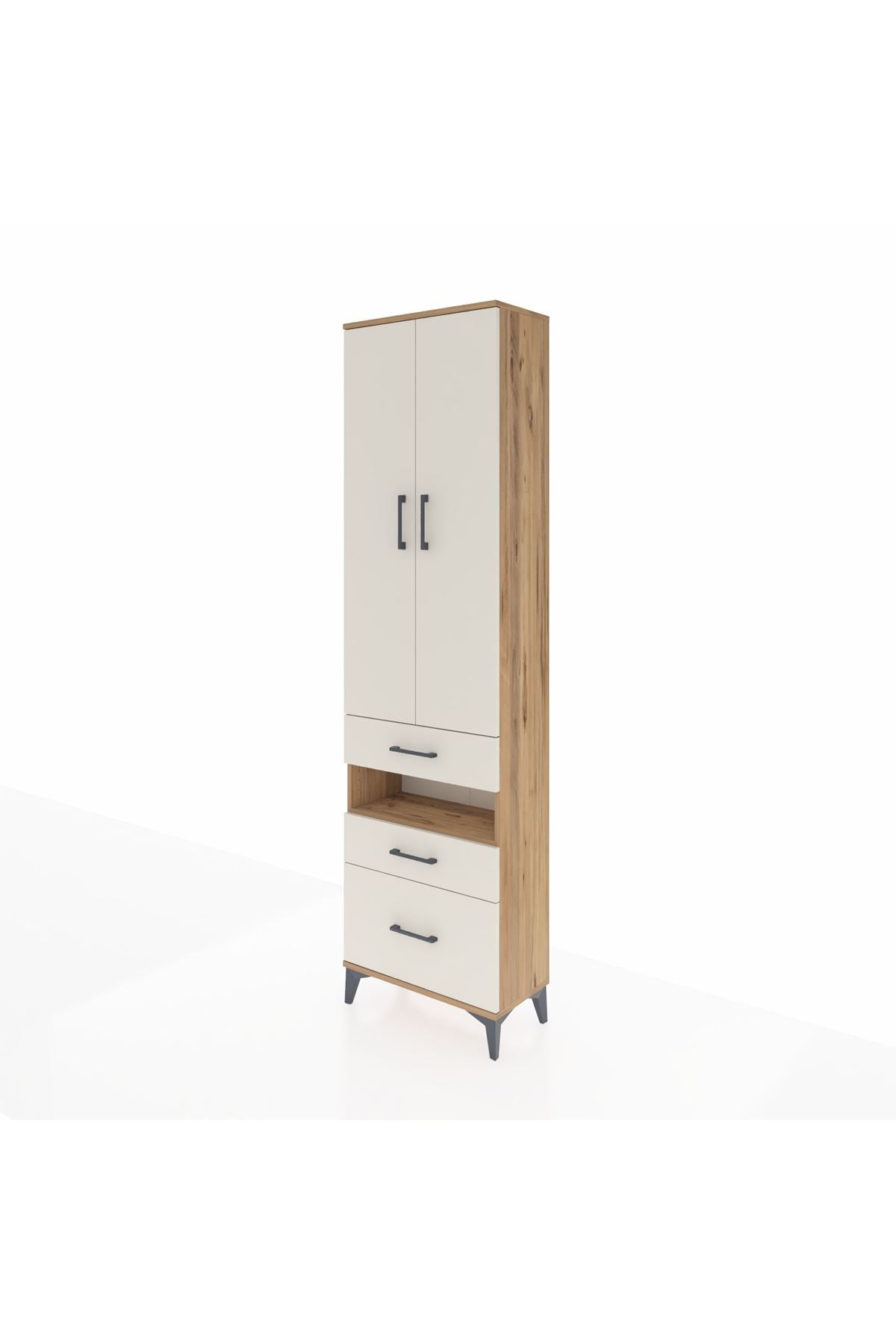 Arges Dolap 3 Raflı 3 Çekmeceli Tek Askılı 60x30x221 Çam-Aytaşı