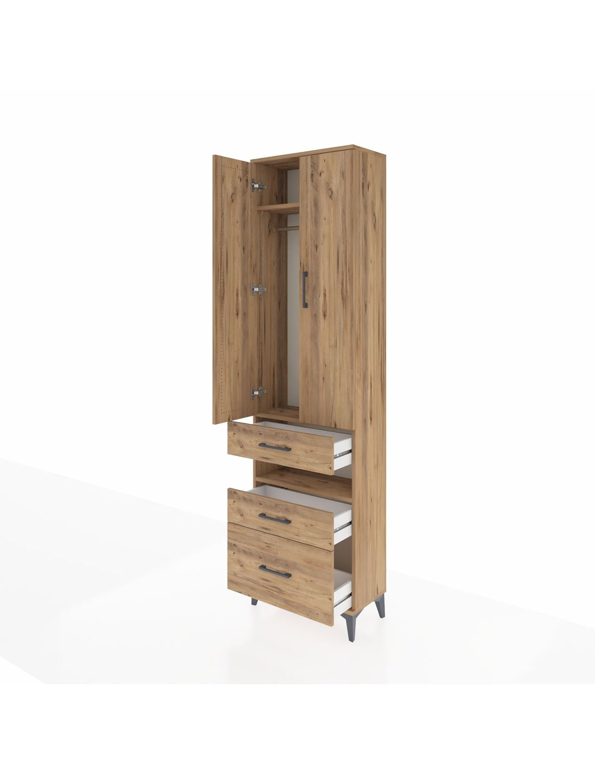 Arges Dolap 3 Raflı 3 Çekmeceli Tek Askılı 60x30x221 - S29M094V9A