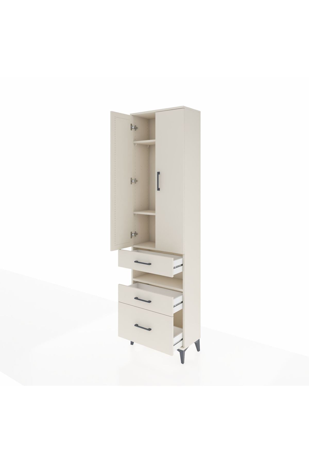 Arges Dolap 4 Raflı 3 Çekmeceli 2 Kapaklı 60x30x221 Aytaşı-Aytaşı