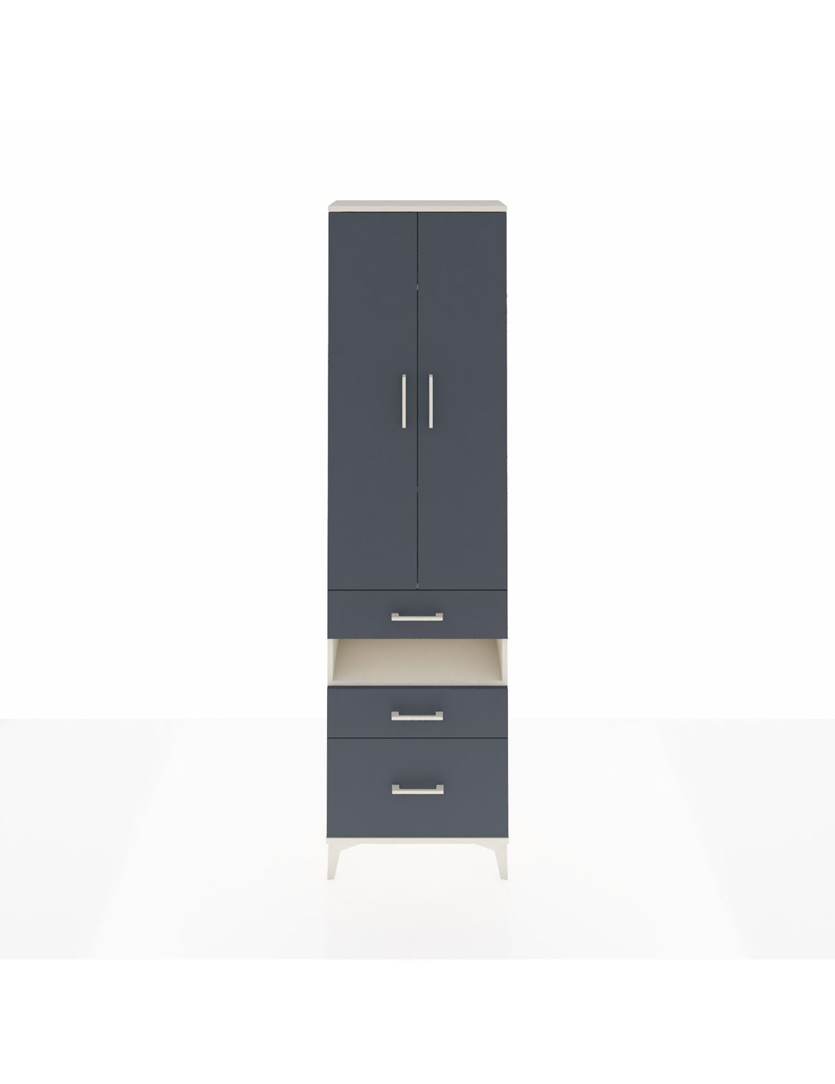 Arges Dolap 4 Raflı 3 Çekmeceli 2 Kapaklı 60x30x221 Aytaşı-Antrasit