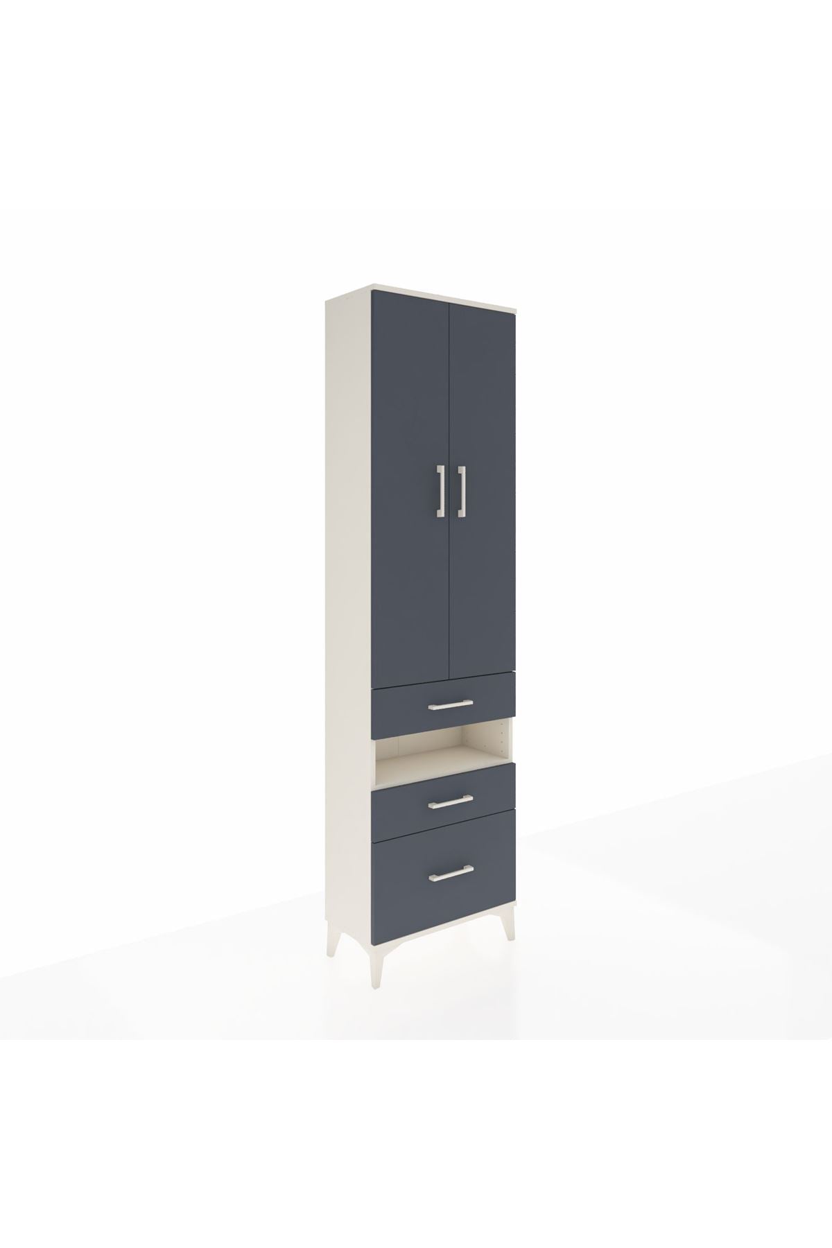 Arges Dolap 4 Raflı 3 Çekmeceli 2 Kapaklı 60x30x221 Aytaşı-Antrasit