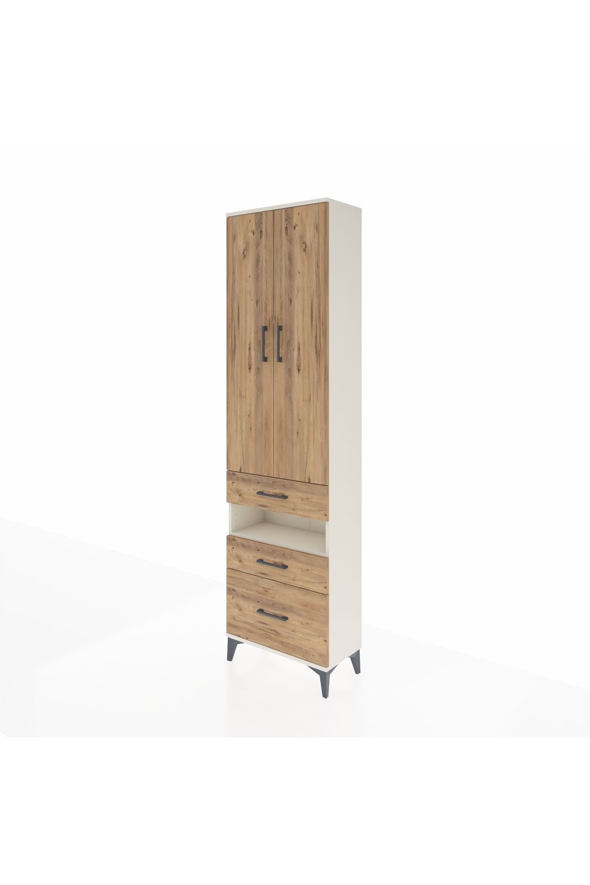 Arges Dolap 4 Raflı 3 Çekmeceli 2 Kapaklı 60x30x221 Aytaşı-Çam