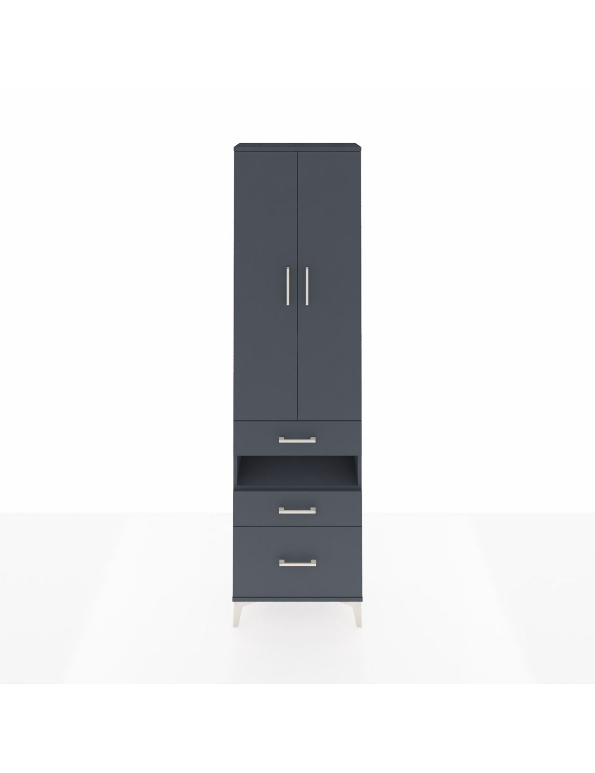 Arges Dolap 4 Raflı 3 Çekmeceli 2 Kapaklı 60x30x221 Antrasit-Antrasit