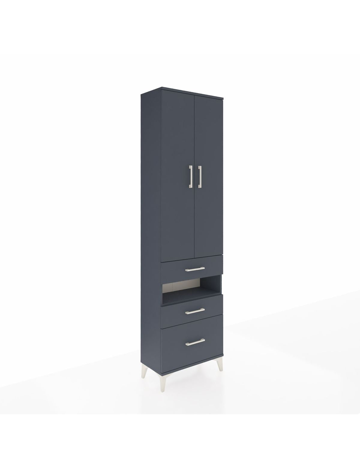 Arges Dolap 4 Raflı 3 Çekmeceli 2 Kapaklı 60x30x221 Antrasit-Antrasit