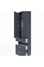 Arges Dolap 4 Raflı 3 Çekmeceli 2 Kapaklı 60x30x221 Antrasit-Antrasit