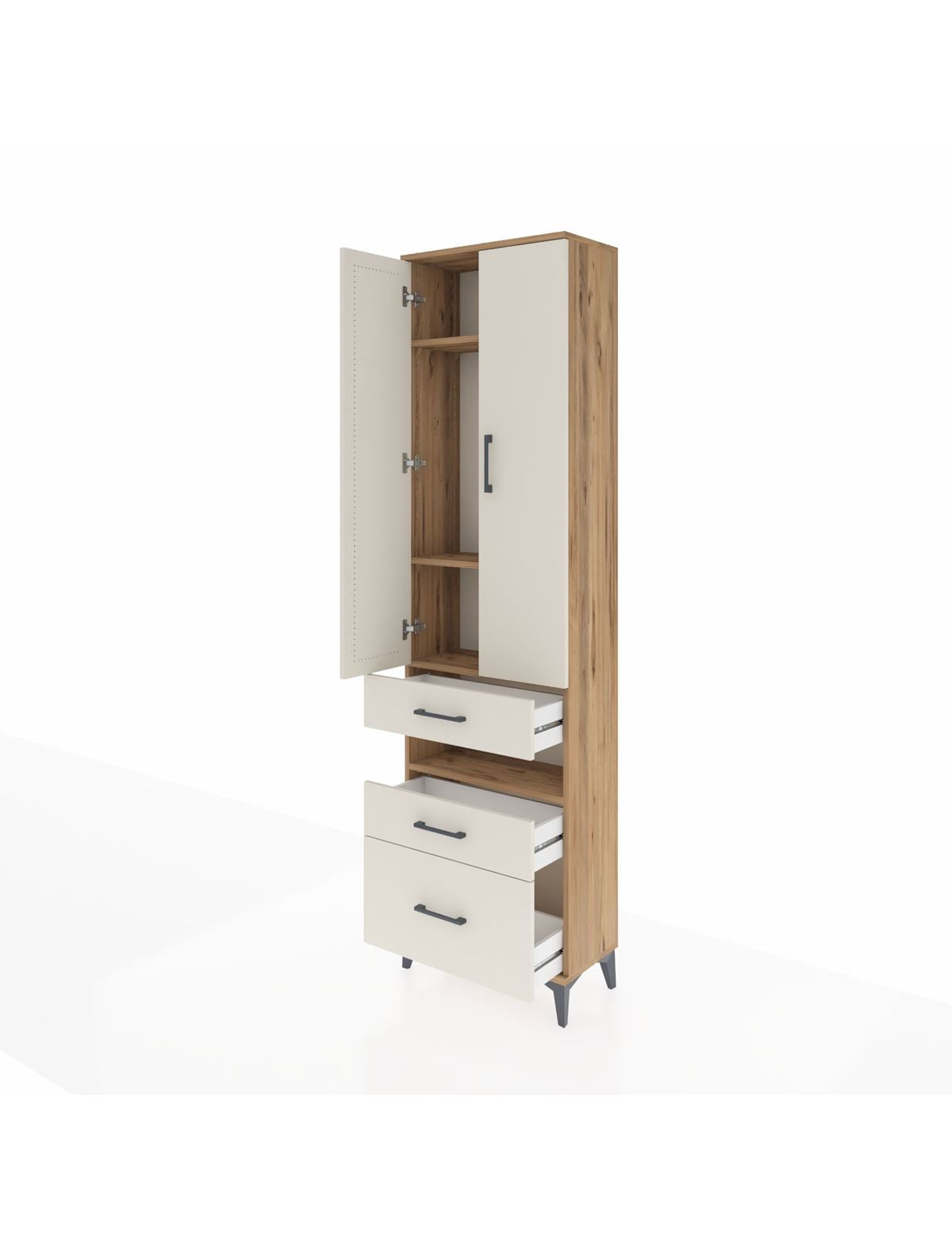 Arges Dolap 4 Raflı 3 Çekmeceli 2 Kapaklı 60x30x221 - S29M095V7A