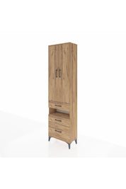 Arges Dolap 4 Raflı 3 Çekmeceli 2 Kapaklı 60x30x221 Çam-Çam