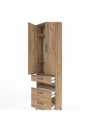 Arges Dolap 4 Raflı 3 Çekmeceli 2 Kapaklı 60x30x221 Çam-Çam